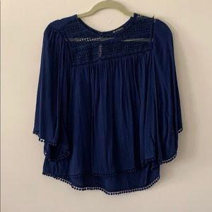 Navy blue pea sent blouse